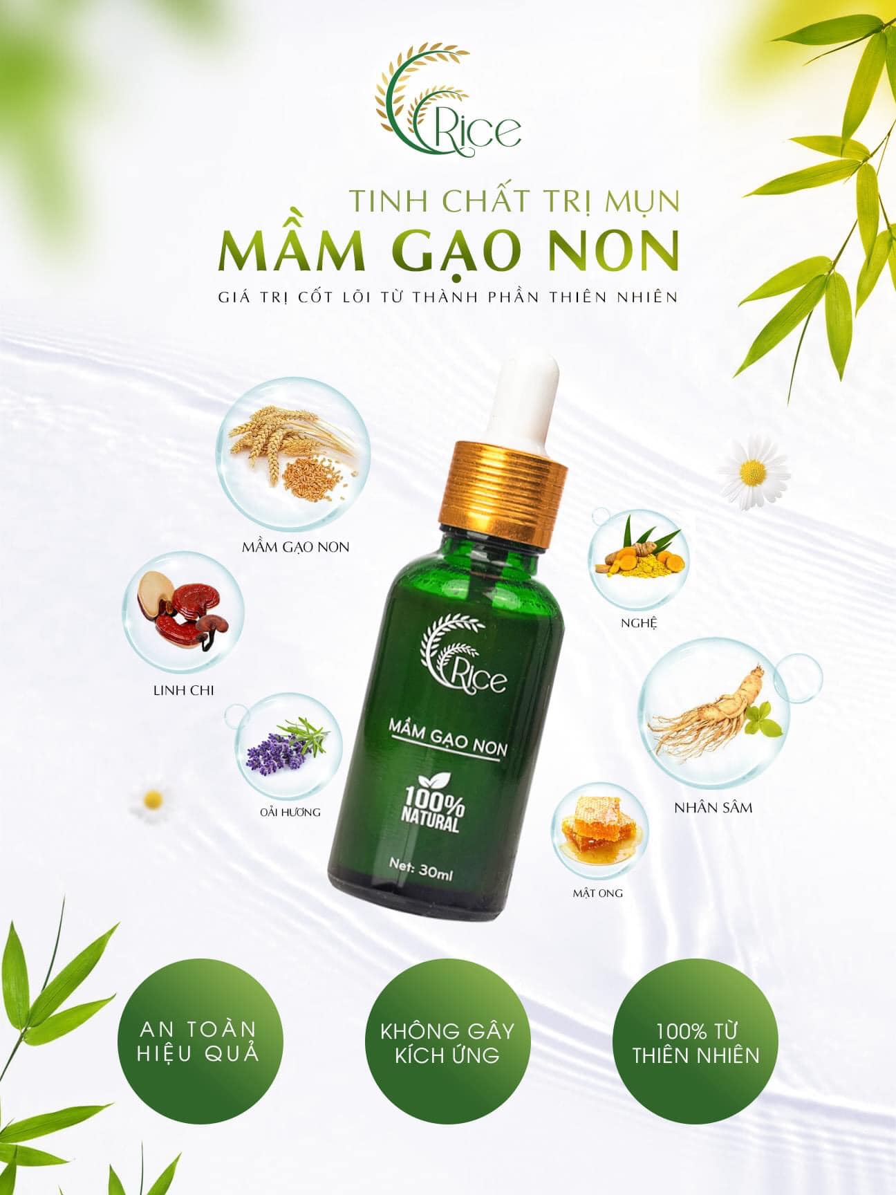 Serum rice mầm gạo non xóa mụn mờ thâm nám sạm da