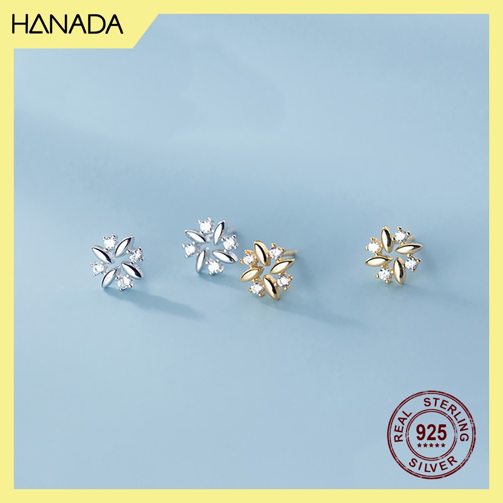 Bông tai bạc 925 hanada 0657 bốn hạt đá
