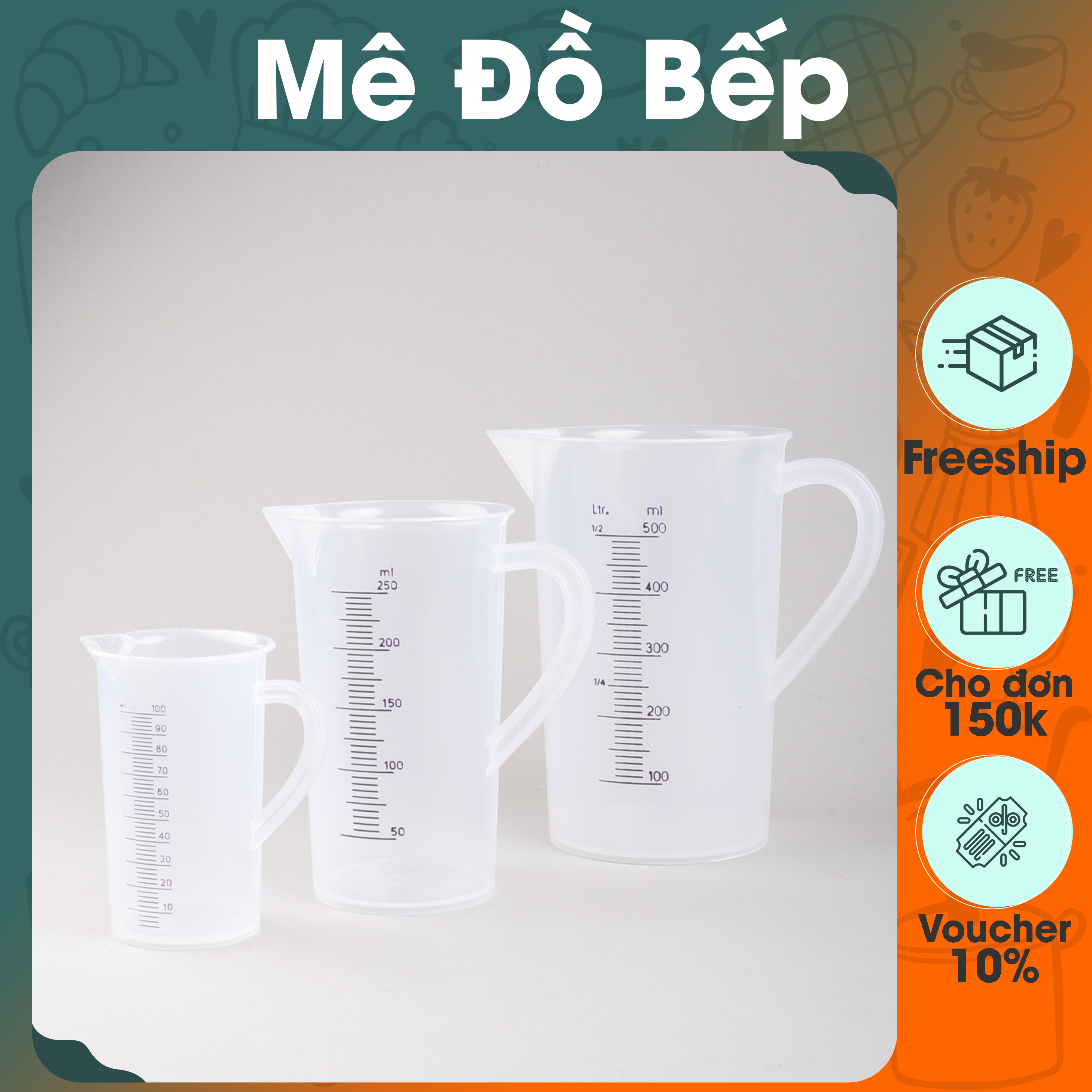 Ly đong nhựa định lượng pha chế loại lớn 100ml - 500ml Bam House cao cấp LDN01 – Gia dụng bếp