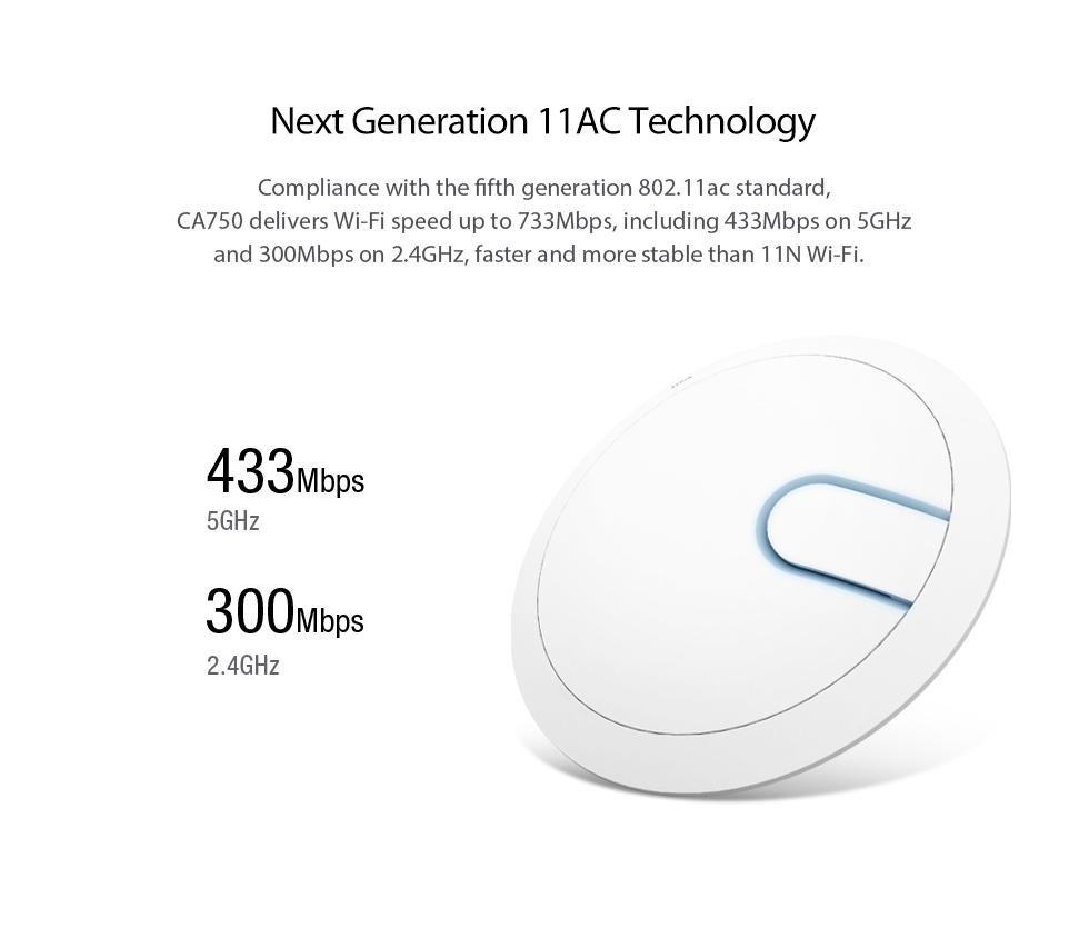 Totolink ca750 - thiết bị phát wifi ốp trần - công suất cao - băng tần kép chuẩn ac750 750mbps - hãng bảo hành 2 năm 1 đổi 1