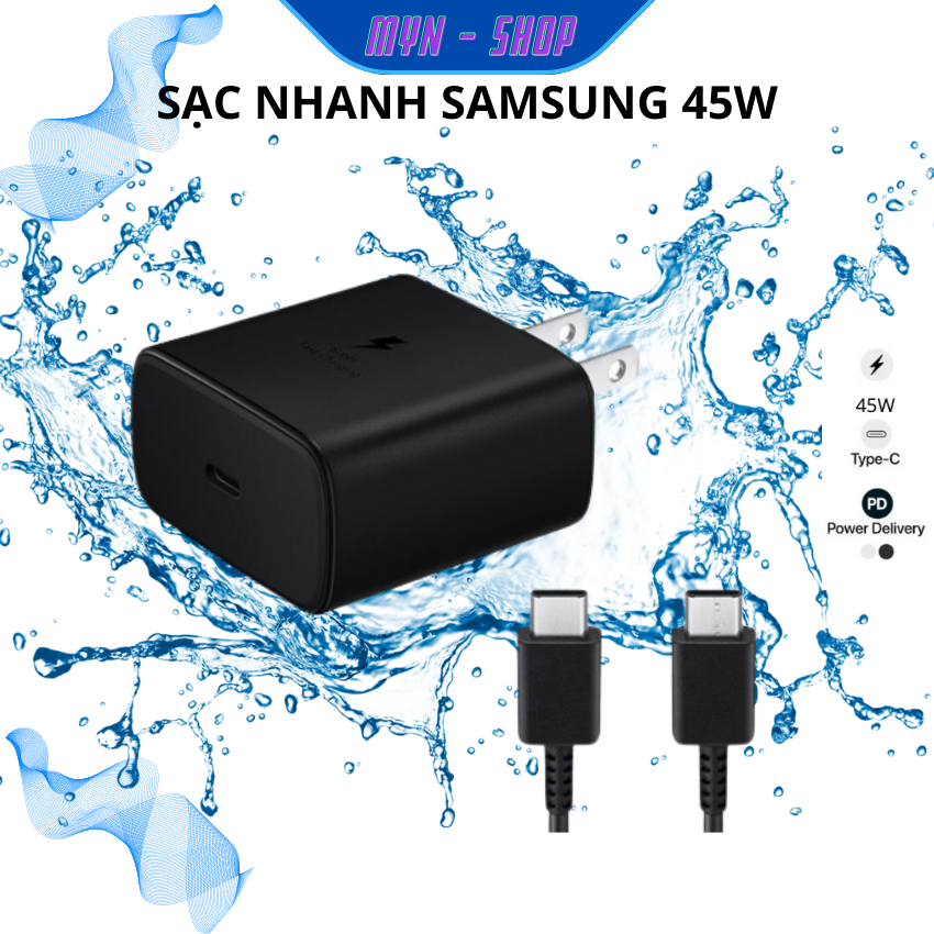 Bộ sạc nhanh samsung 45w , cáp zin 5a 2 đầu type c ,củ sạc nhanh samsung 45w hỗ trợ samsung note 10 note 20 a71, a70, a80, a90, s20, s20+, s20 ultra, s21, s22. cóc sạc nhanh, cáp sạc nhanh .