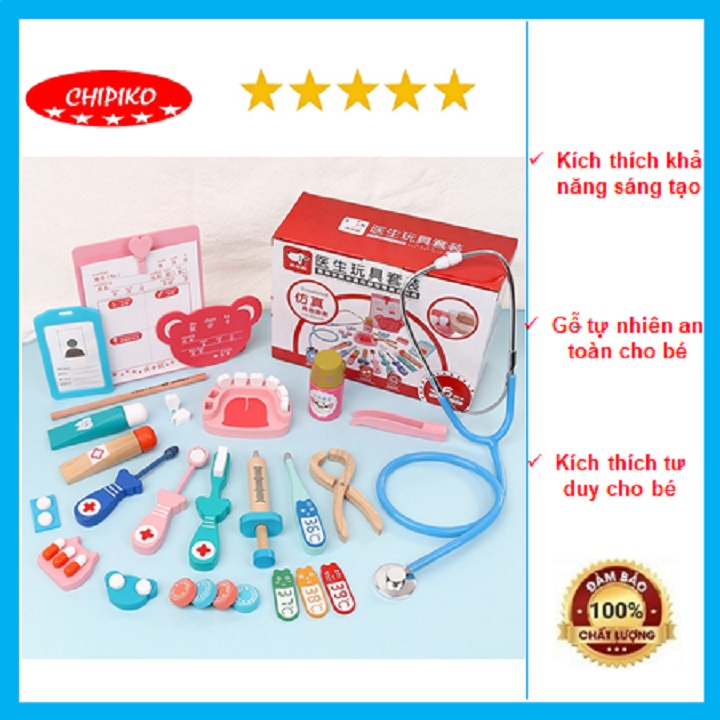 Đồ chơi bác sĩ gỗ cao câp, đồ chơi hướng nghiệp, nhập vai cho bé