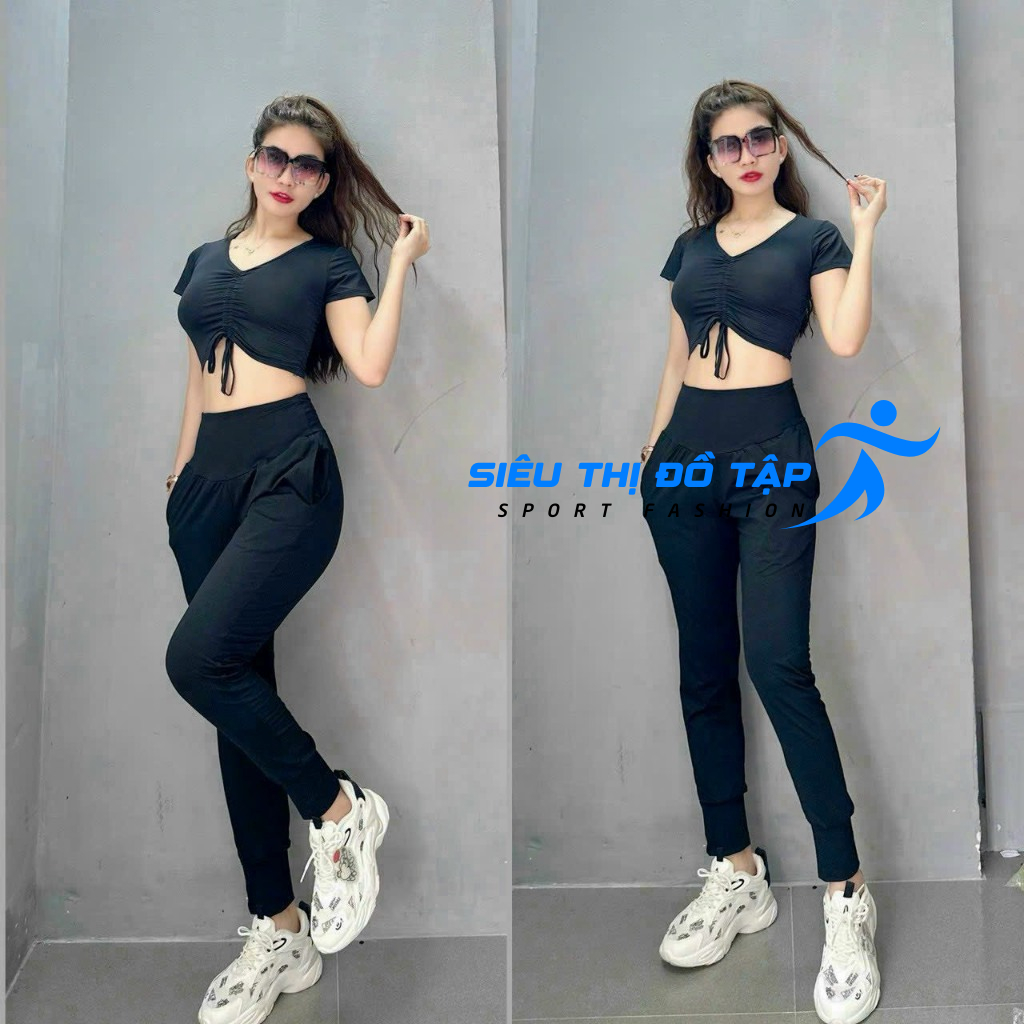 Bộ Tập Thể Thao Quần Dài Áo Rút Dây Năng Động Và Sexy, Phù Hợp Với Hoạt Động Tập Gym, Vận Động Thể - 1