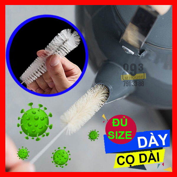 Combo 4 Dụng cụ cọ rửa vệ sinh chai lọ thuỷ tinh nắp gài miệng nhỏ