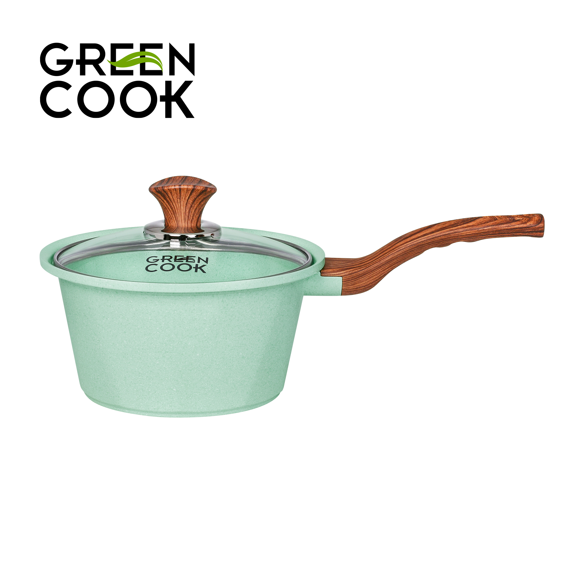 Quánh nồi đúc đáy từ Greencook GCS05-18IH / GCS05-20IH / GCS05-24IH chống dính 5 lớp men đá chịu trầy xước tốt, dùng được bếp gas, bếp hồng ngoại, bếp từ