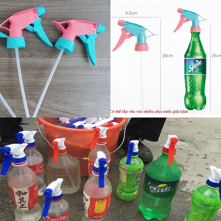   FreeShip  Đầu Vòi Xịt Phun Sương Gắn Chai Nhựa Nhiều Màu 