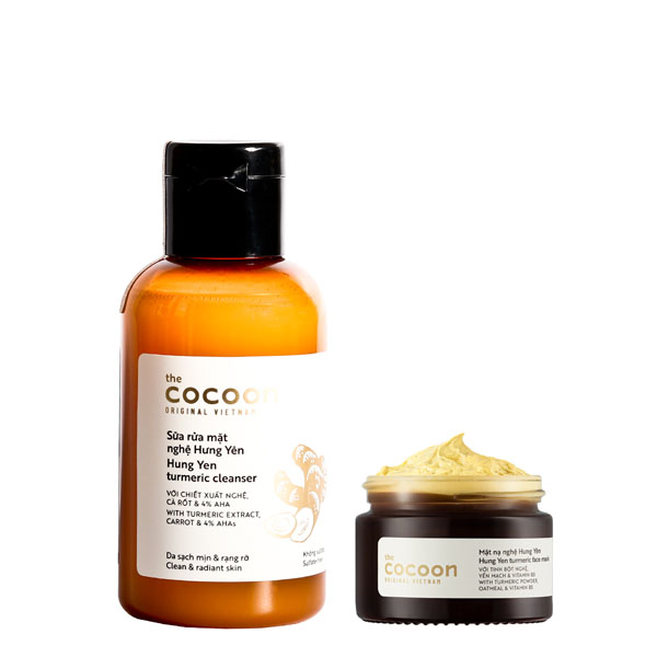 [HCM]Combo Sữa rửa mặt nghệ Hưng Yên cocoon 140ml + Mặt nạ nghệ Hưng Yên cocoon 30ml sáng da mờ thâm