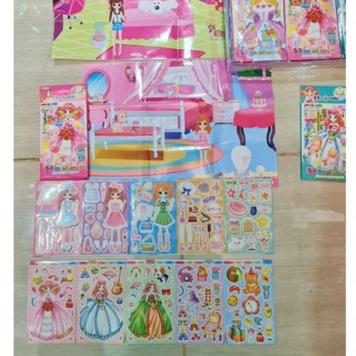 Bộ 8 tờ Sticker dán công chúa thay trang phục