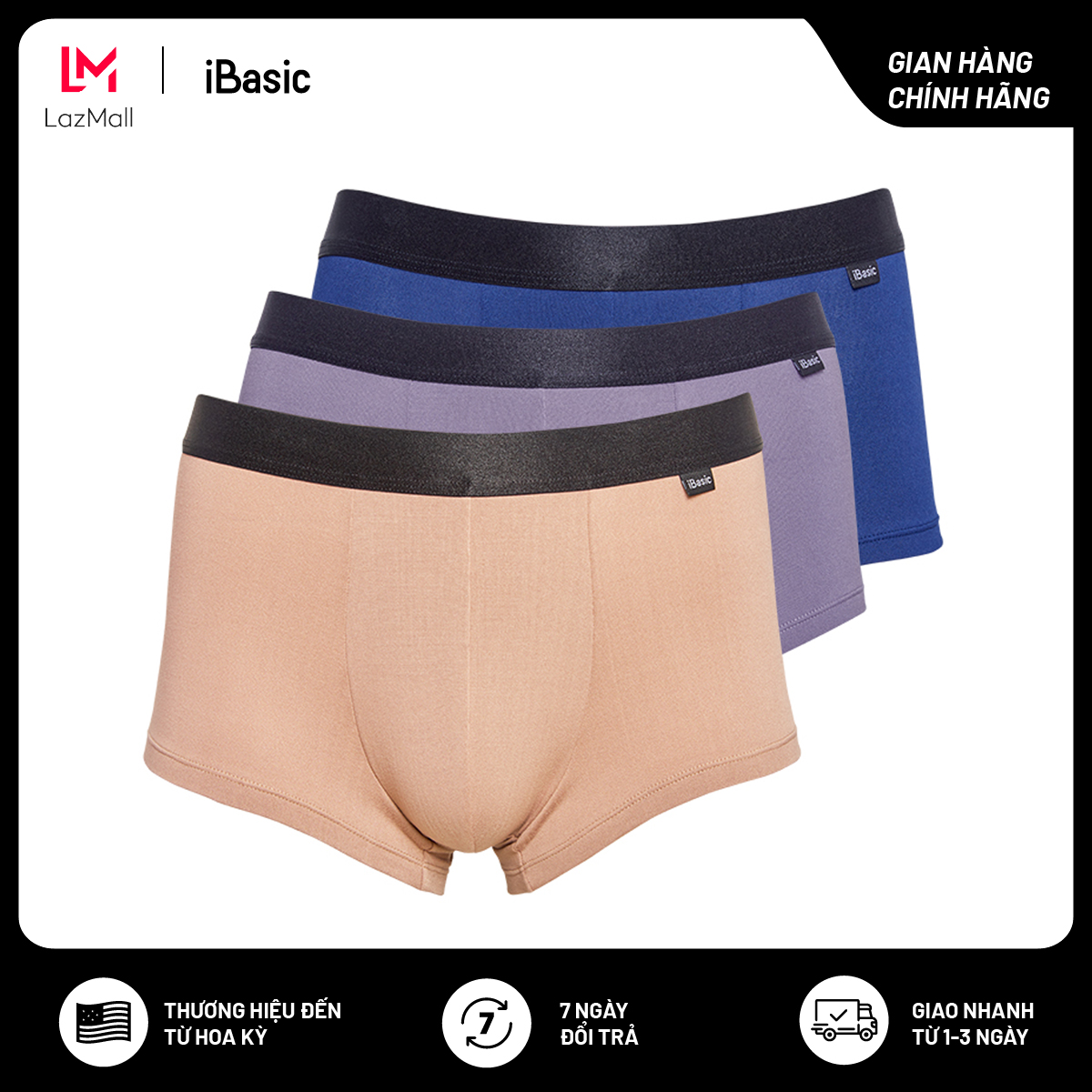 Combo 3 quần lót nam thun boxer Espresso iBasic PANM103