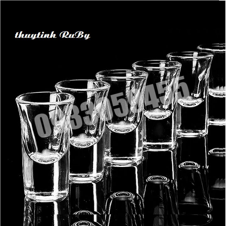 Bộ 6 ly rượu shot thủy tinh cao cấp 34ml, ly uống rượu đế dày wine glass