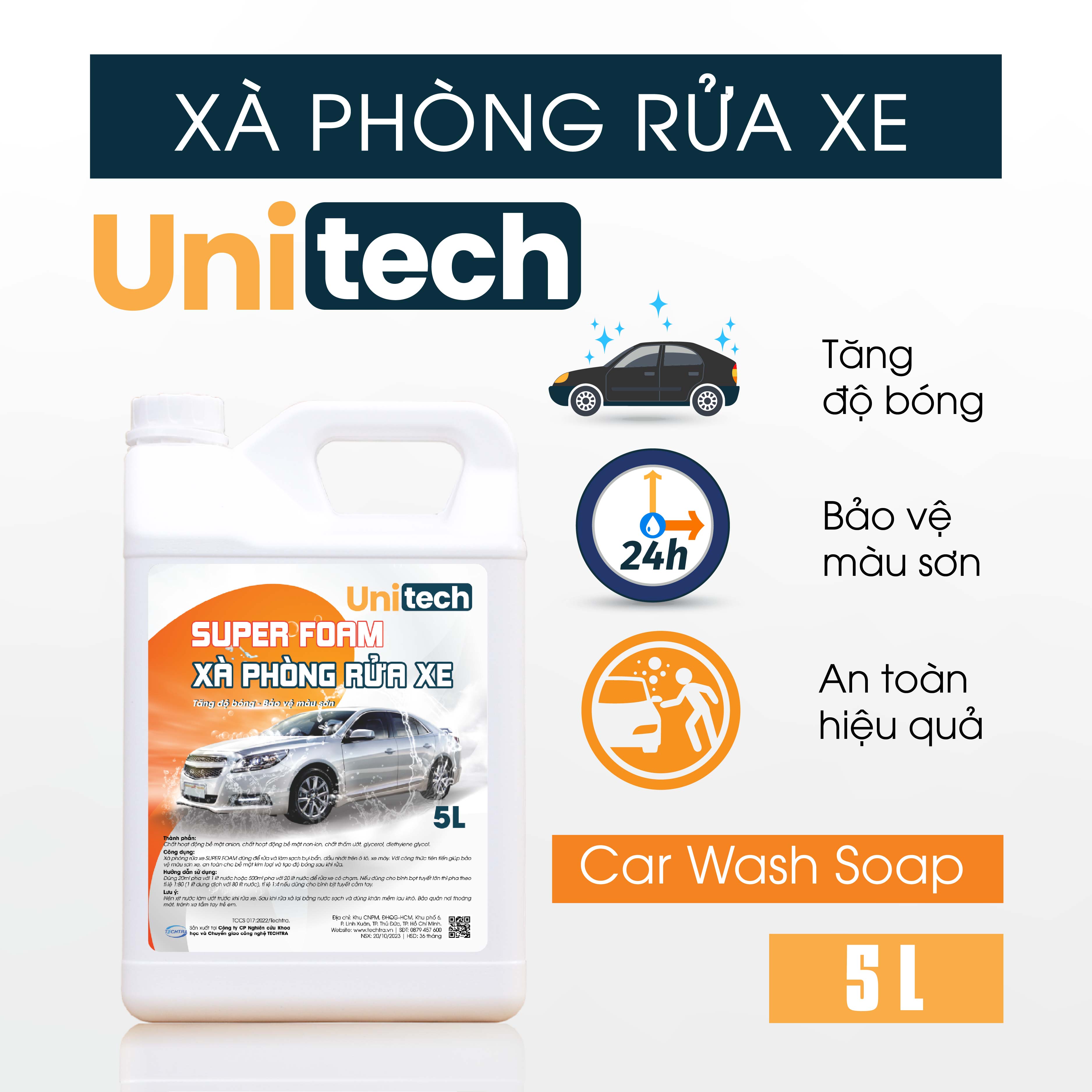 Xà bông bọt tuyết rửa xe SUPER FOAM - Nước rửa xe ô tô, xe máy bọt tuyết đậm đặc, siêu bọt, bóng dàn áo