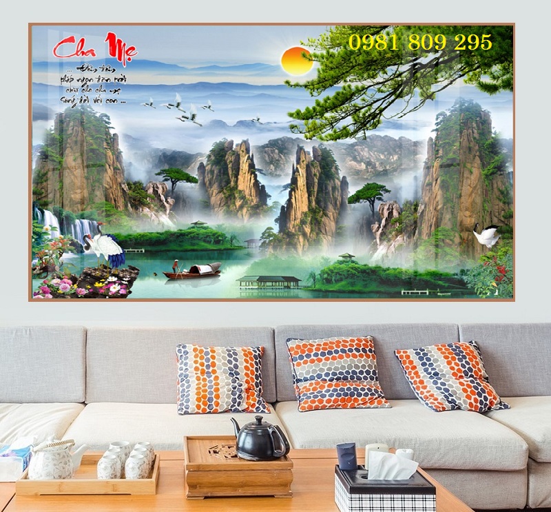 Tranh gạch thiên nhiên xanh mát - gạch tranh 3d