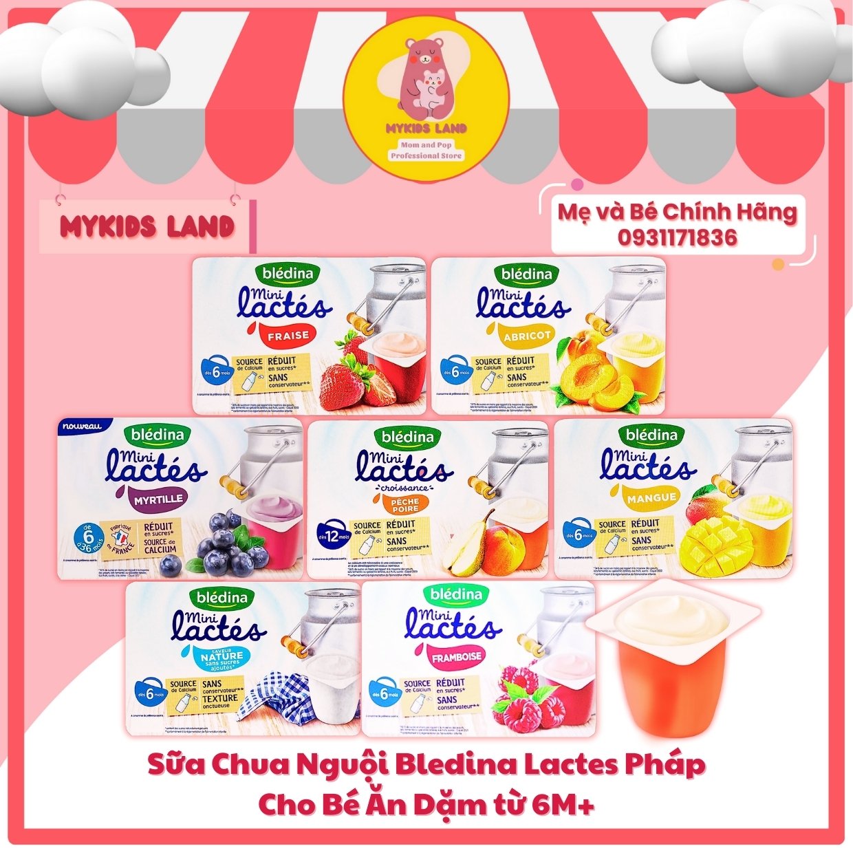 Sữa Chua Nguội Bledina Lactes Pháp Cho Bé Ăn Dặm từ 6M+