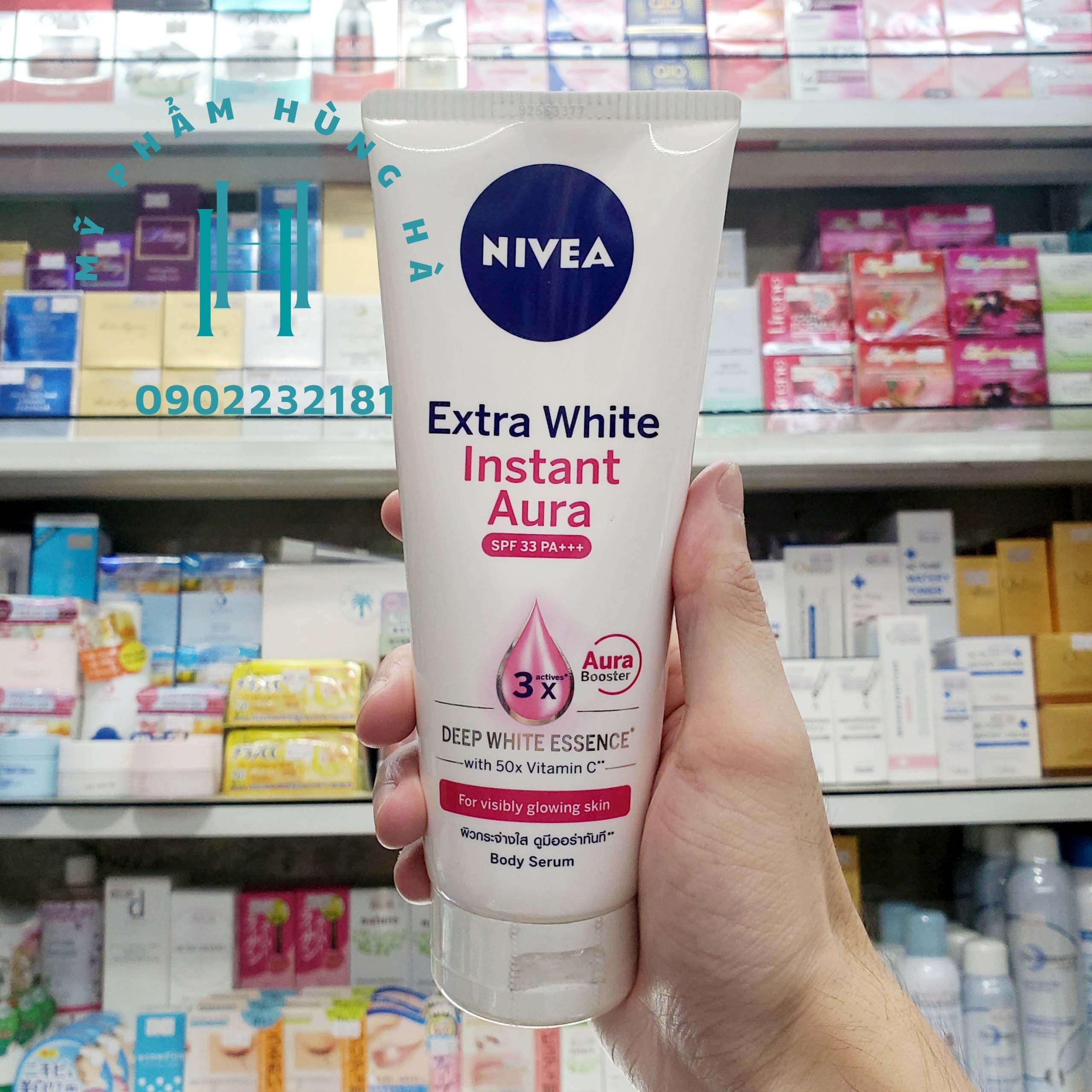 Serum dưỡng thể Nivea, tinh chất dưỡng trắng da toàn thân tức thì Nivea Body Serum Spf 33 180ml