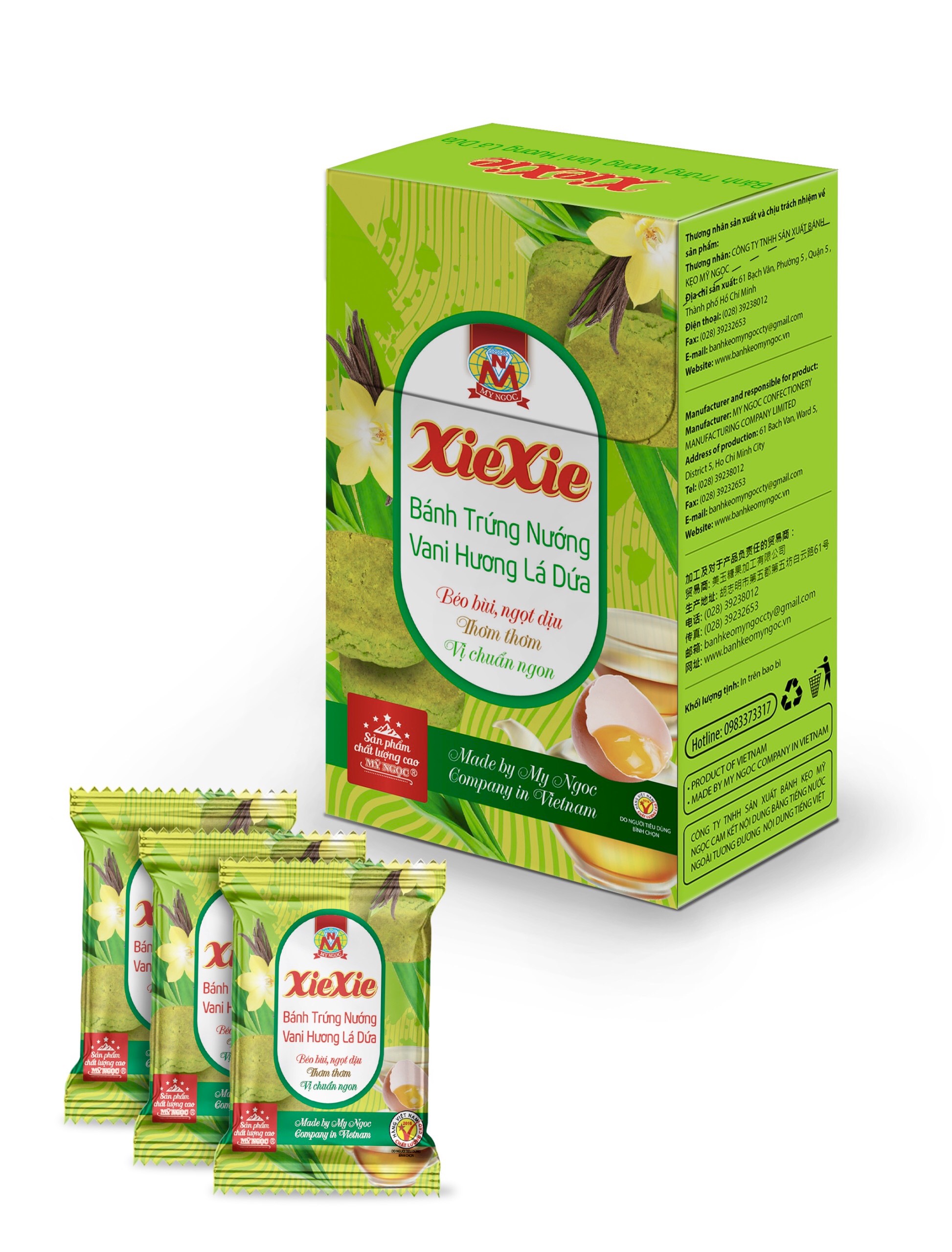 XieXie_ 80g Bánh trứng nướng VANI hương LÁ DỨA sữa tươi, GIÒN RỤM thơm LÁ DỨA béo SỮA, QUÀ TẶNG SANG TRỌNG cho đối tác