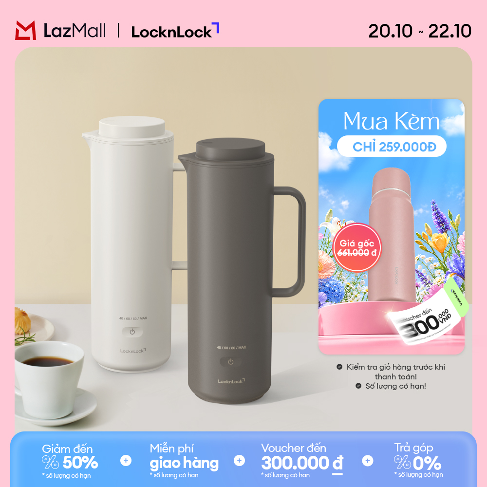 Bình đun nước cầm tay LocknLock Heating tumbler EJC728 dung tích 330ml - 2 Màu