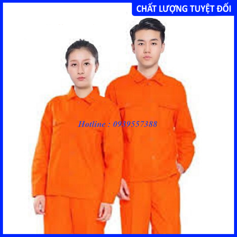 Bộ quần áo bảo hộ lao động vải kaki nam định loại 1 màu cam , quần áo thợ điện