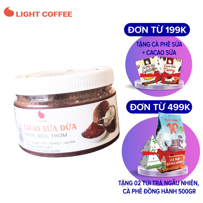 Cacao sữa dừa thơm ngon, đậm đà hũ 230g - Light coffee