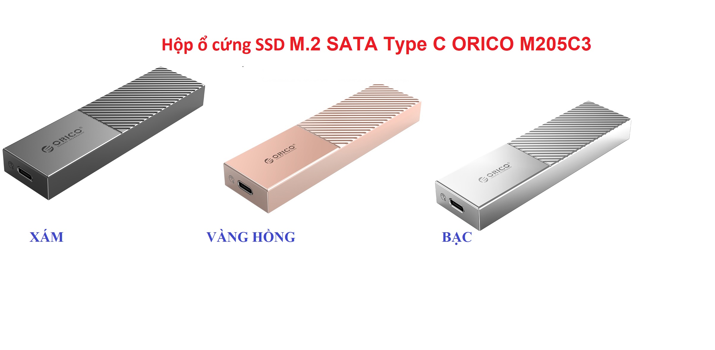 Hộp ổ cứng SSD M.2 SATA Type C ORICO M205C3 Chính Hãng