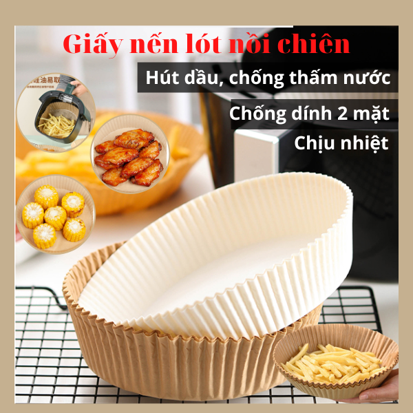 Set 50 miếng giấy nến thấm dầu lót nồi chiên chống dính siêu tiện lợi, giay nen, giay lot noi chien, giay tham dau, dung cu lam banh, giay lot banh, phu kien nha bep,.