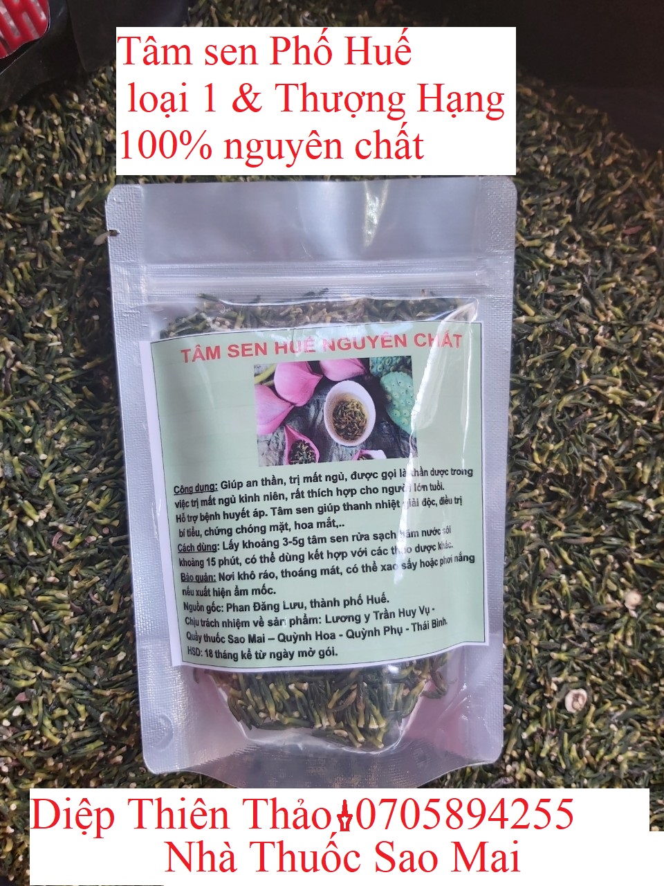 100gr trà tâm sen Huế thượng hạng Loại đẹp đã sao thơm