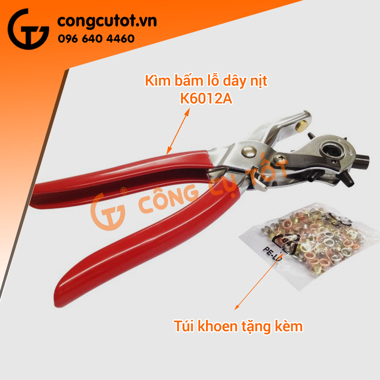 Kìm bấm khoen top k6012a kèm khoen