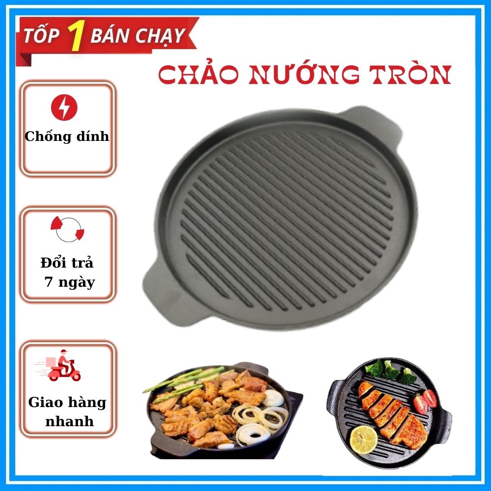 Chảo nướng tròn rapido 26cm - chảo gang dùng trên mọi loại bếp và lò nướng