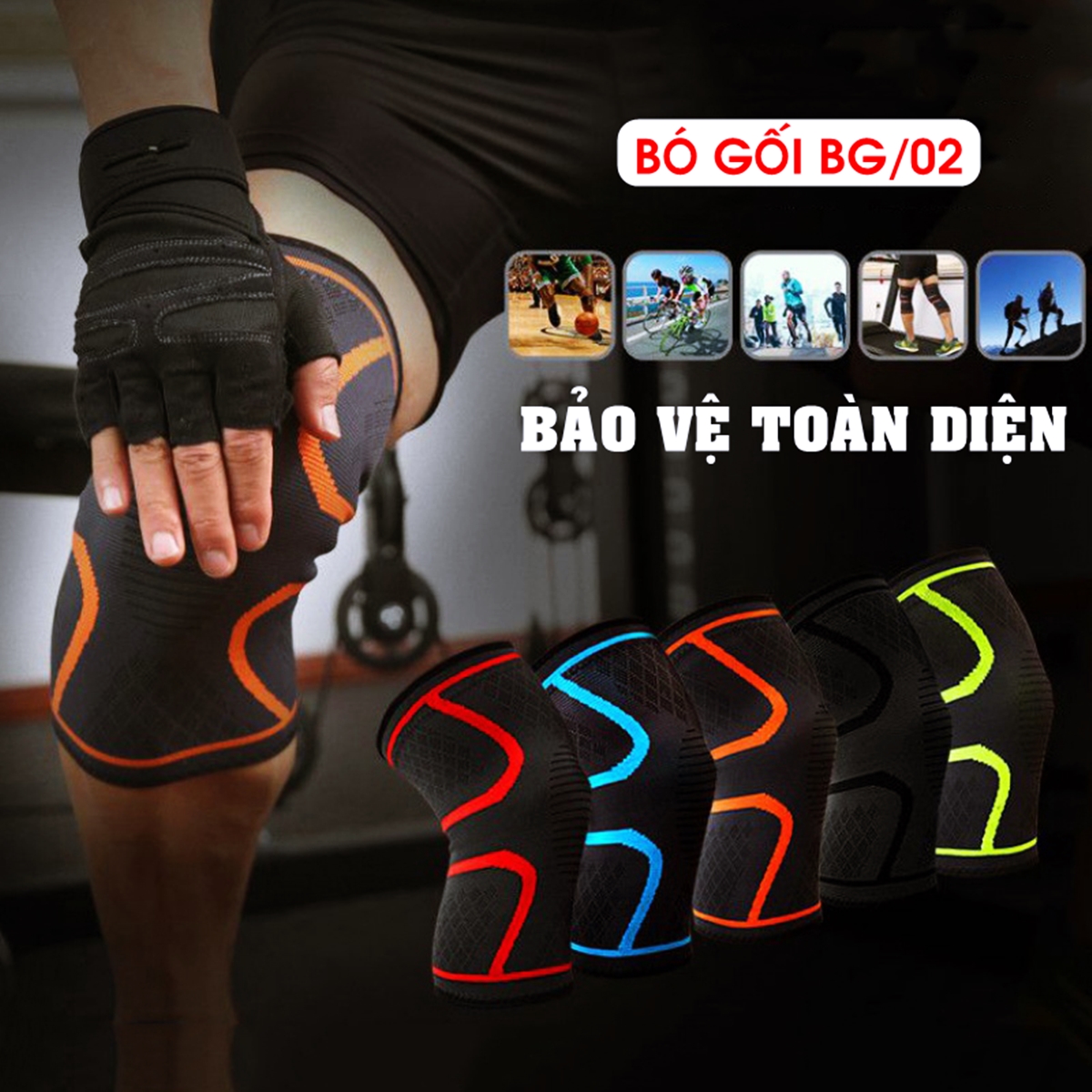 Bó Gối Thể Thao Băng Quấn Bảo Vệ Khớp Đầu Gối Xỏ Gối Cao Cấp Chơi Bóng Rổ Bóng Đá Bóng Chuyền Tennis Tập Gym Chạy Bộ