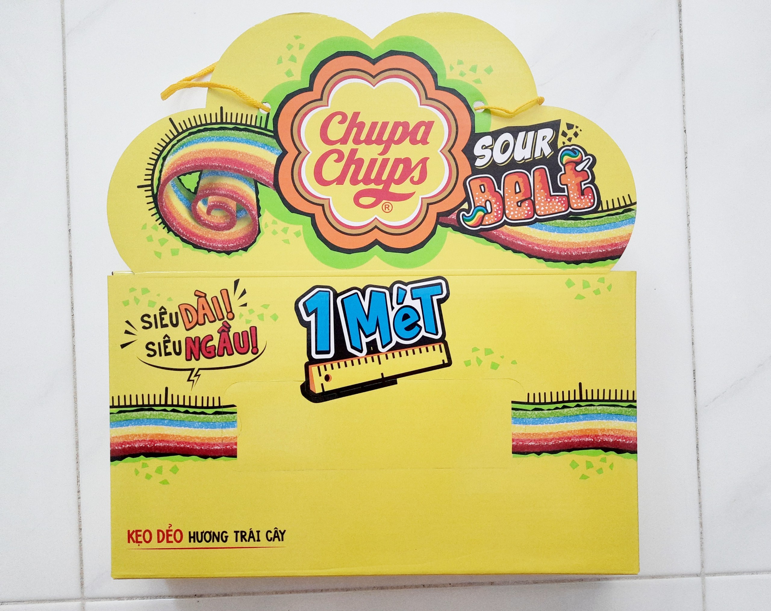 Kẹo dẻo Chupa Chups Sour Belt dài 1m- hộp 12 dây