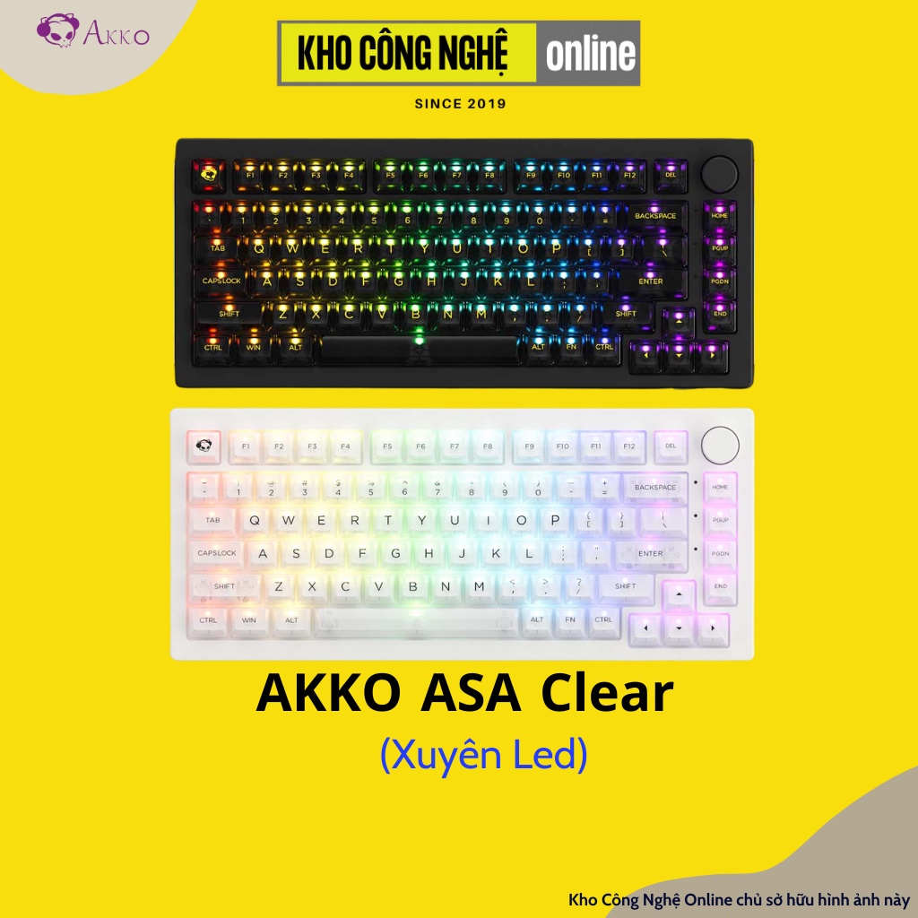 Bộ keycap akko trong suốt xuyên led akko keycap set asa clear