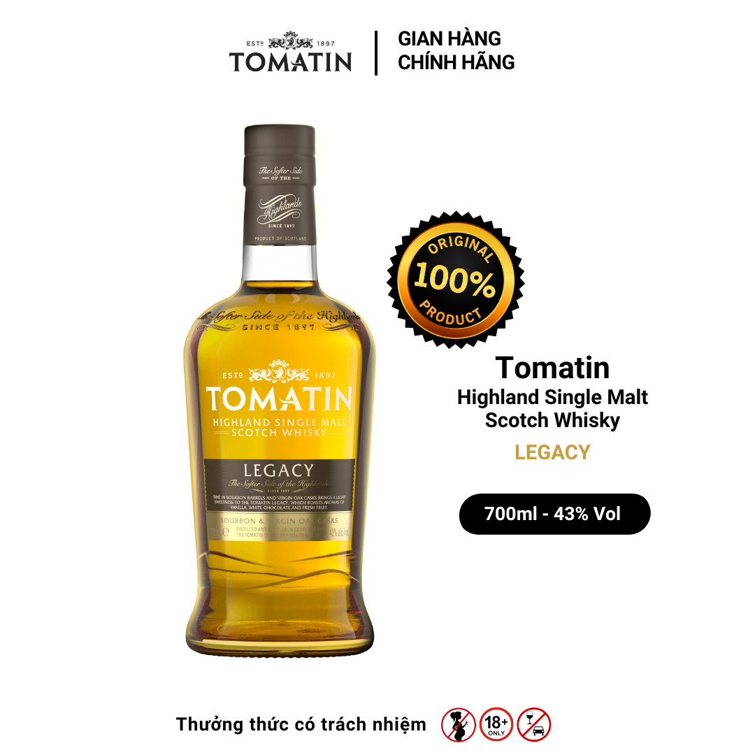 Rượu tomatin highland single malt scotch whisky legacy nồng độ alc 43% 700ml