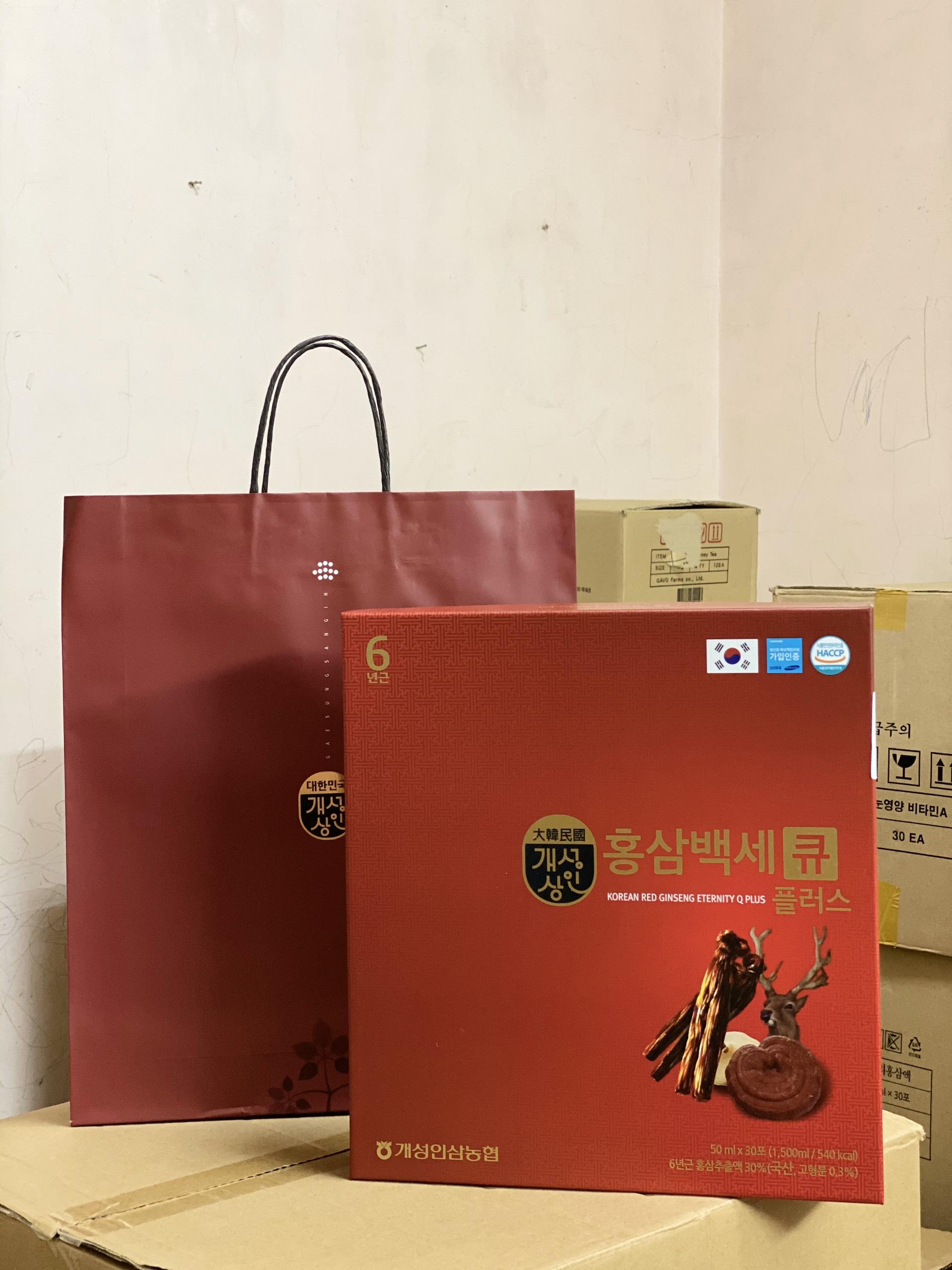 Nước tinh chất hồng sâm nhung hươu linh chi Q hộp đỏ 30 gói cải thiện trí nhớ, giảm căng thẳng mệt mỏi