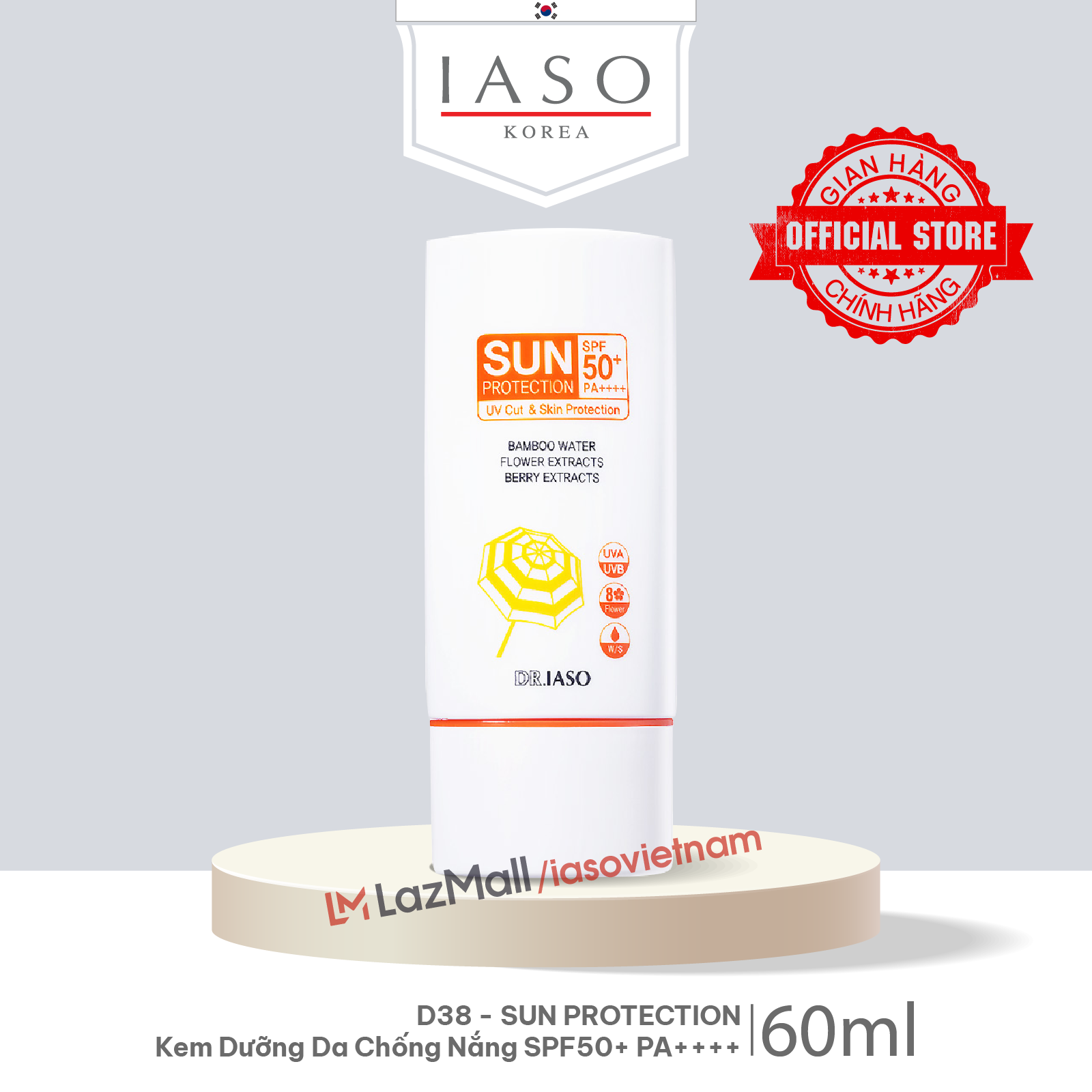 D38 Kem dưỡng da chống nắng - Sun Protection Spf50+/Pa++++ 60ml - Dr IASO
