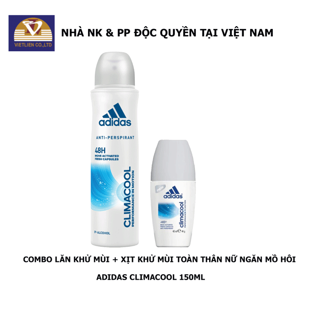 [HCM]COMBO Lăn khử mùi + Xịt Khử Mùi Toàn Thân Nữ Adidas Climacool