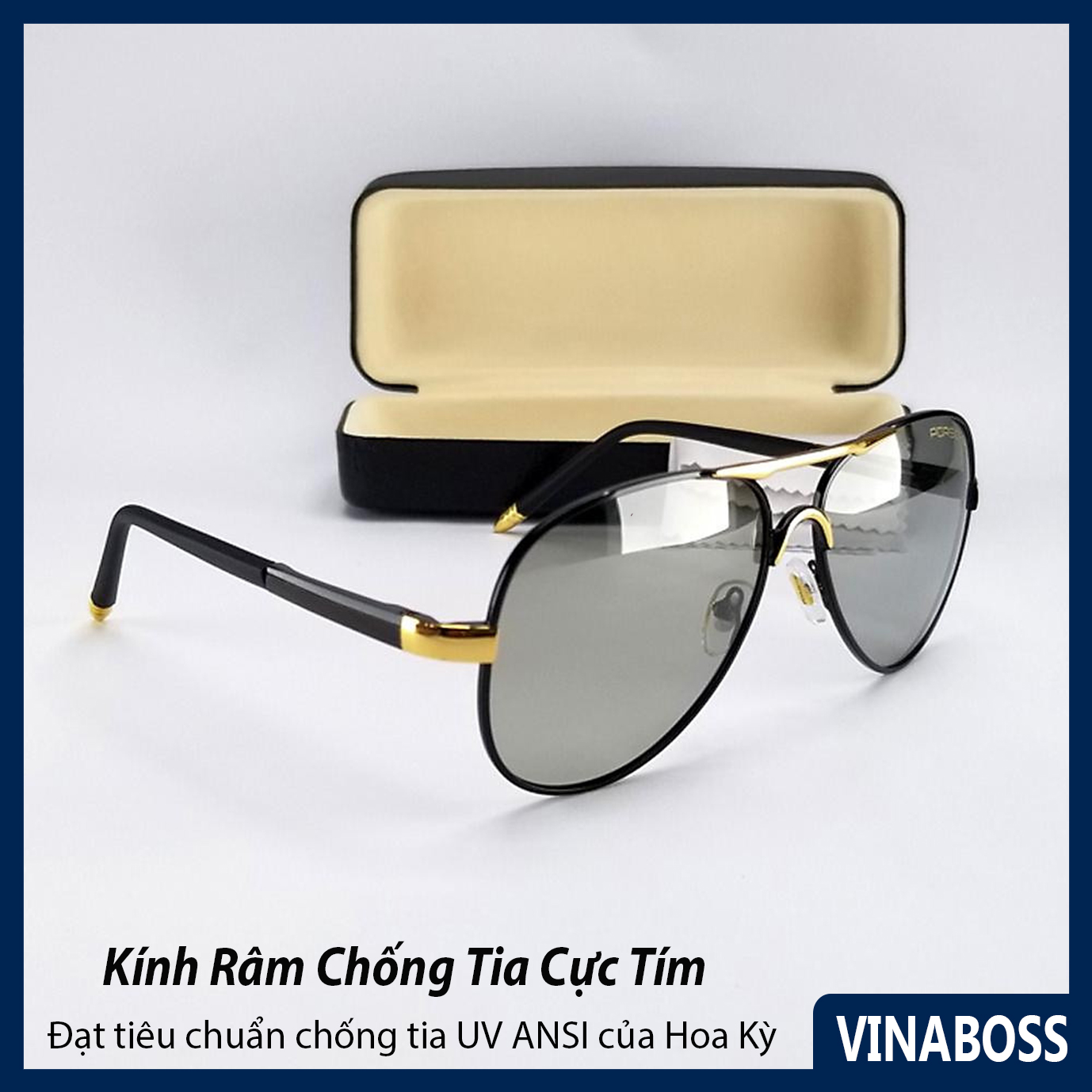 Mắt kính mát nam đổi màu dùng cả ngày và đêm tròng Polaroid VNPOR8503DM - Kính mát nam đổi màu xịn chống chói chống tia UV - Tặng kèm hộp và khăn lau