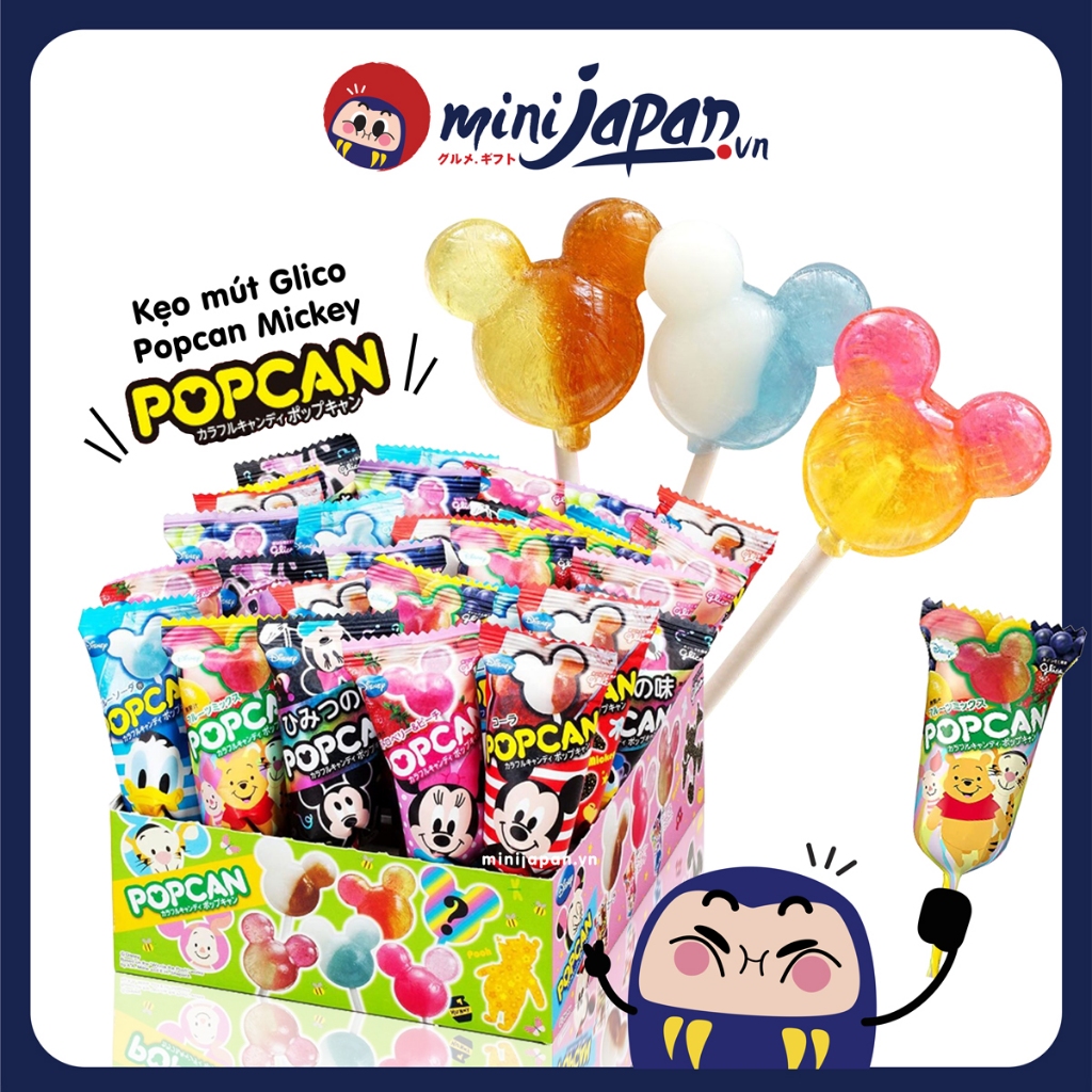 Kẹo mút Glico Popcan Mickey Nhật Bản (hương ngẫu nhiên)