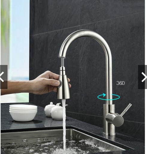 [HCM]Vòi rửa chén bát dây kéo rút inox 304 LANKA + tặng cặp dây cấp nước nóng lạnh