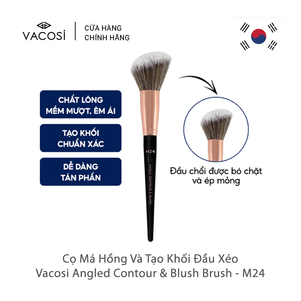 Cọ má hồng và tạo khối đầu xéo vacosi angled contour & blush brush m24