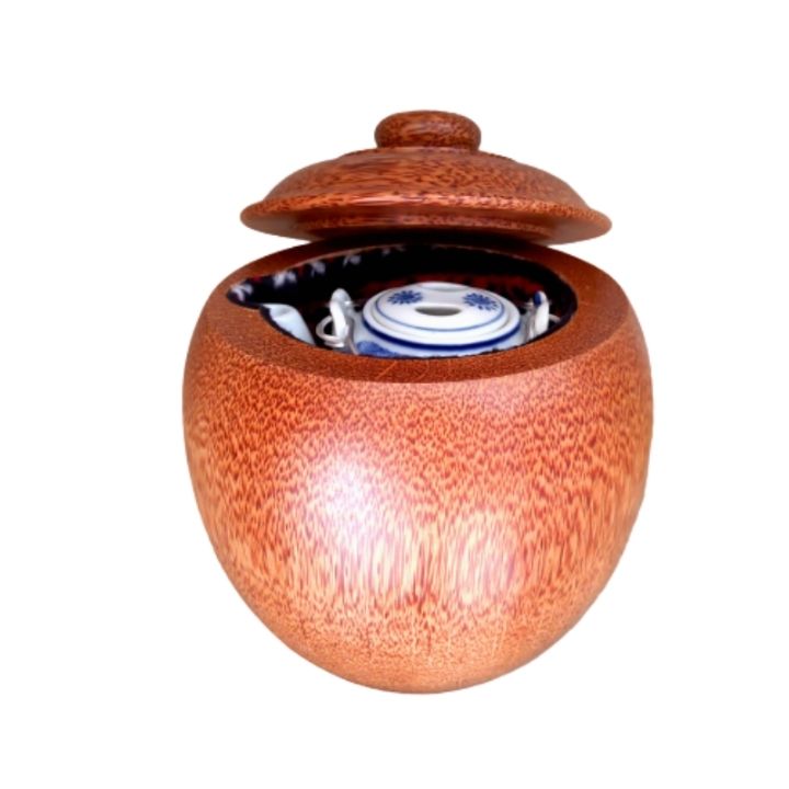 Bình giữ nhiệt bằng gỗ dừa nguyên khối – bình trà 450 – 700ml