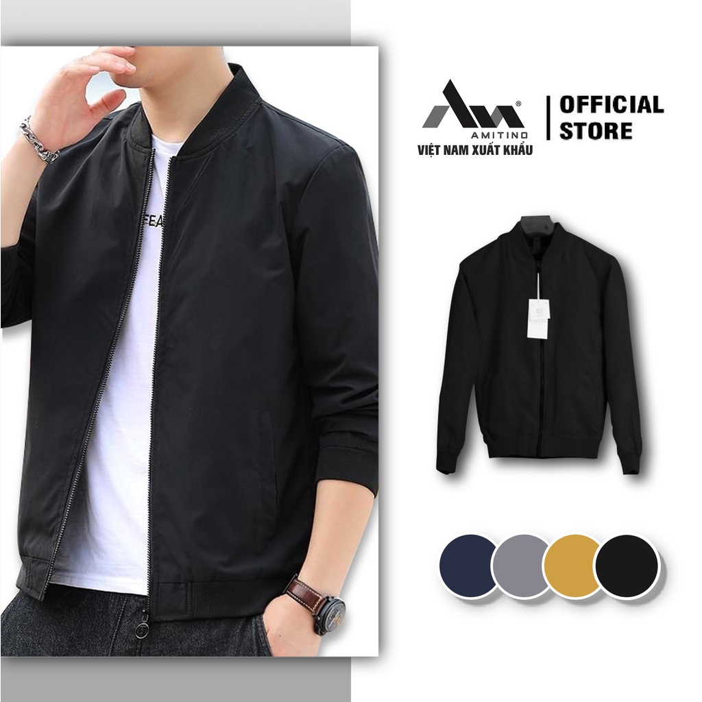 Áo khoác nam bomber da lộn Amintino áo khoác da lộn nam phom rộng