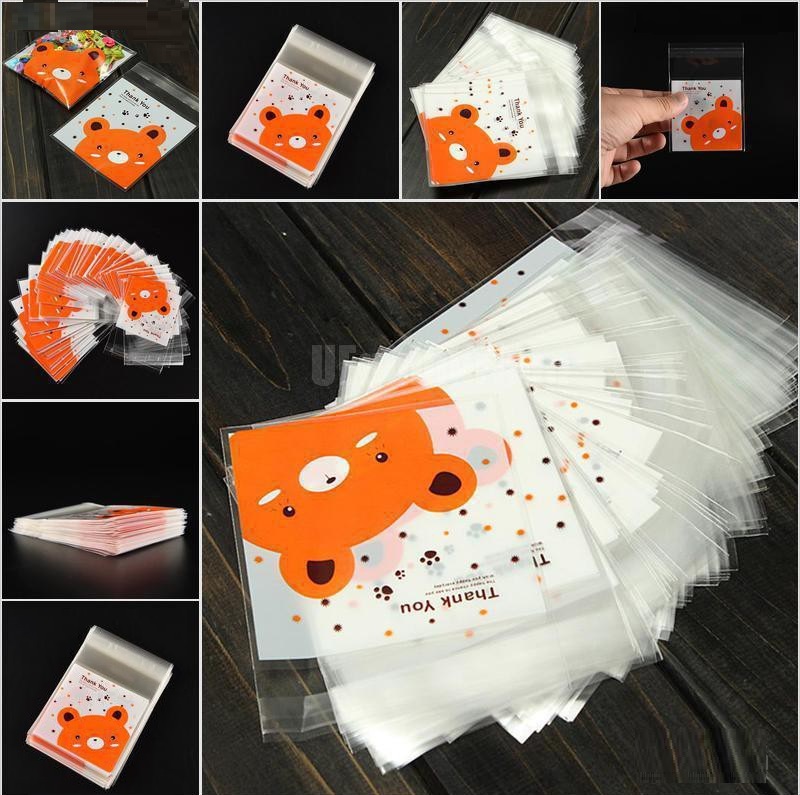 Set 100 Túi Nhựa Bóng Kính Họa Tiết Dễ Thương Đựng Sticker, quà