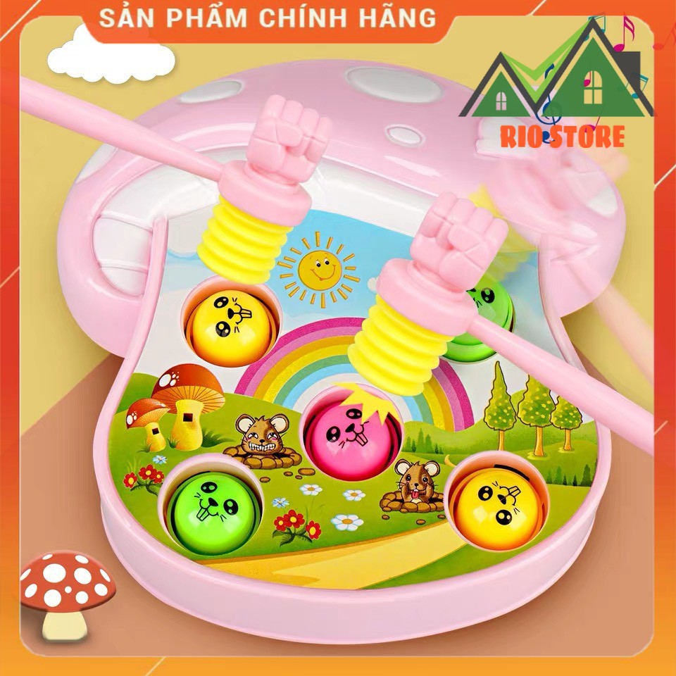 Bộ đồ chơi đập chuột hình nấm dễ thương-Đồ chơi đập chuột chui trong hang Hamster hình nấm có nhạc vui nhộn RS1