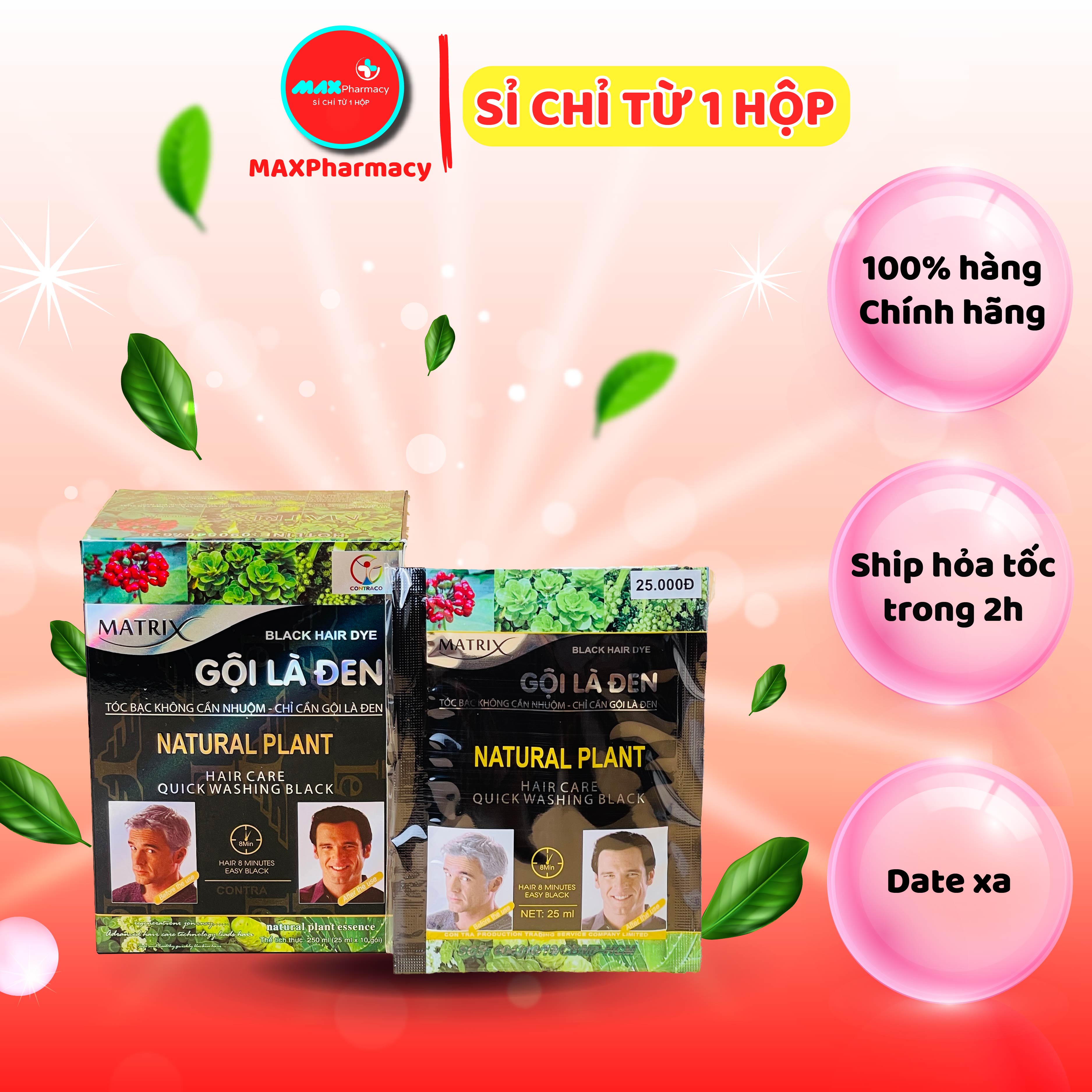 Dầu gội nhuộm tóc gội là đen matrix gói 10ml - maxpharmacy