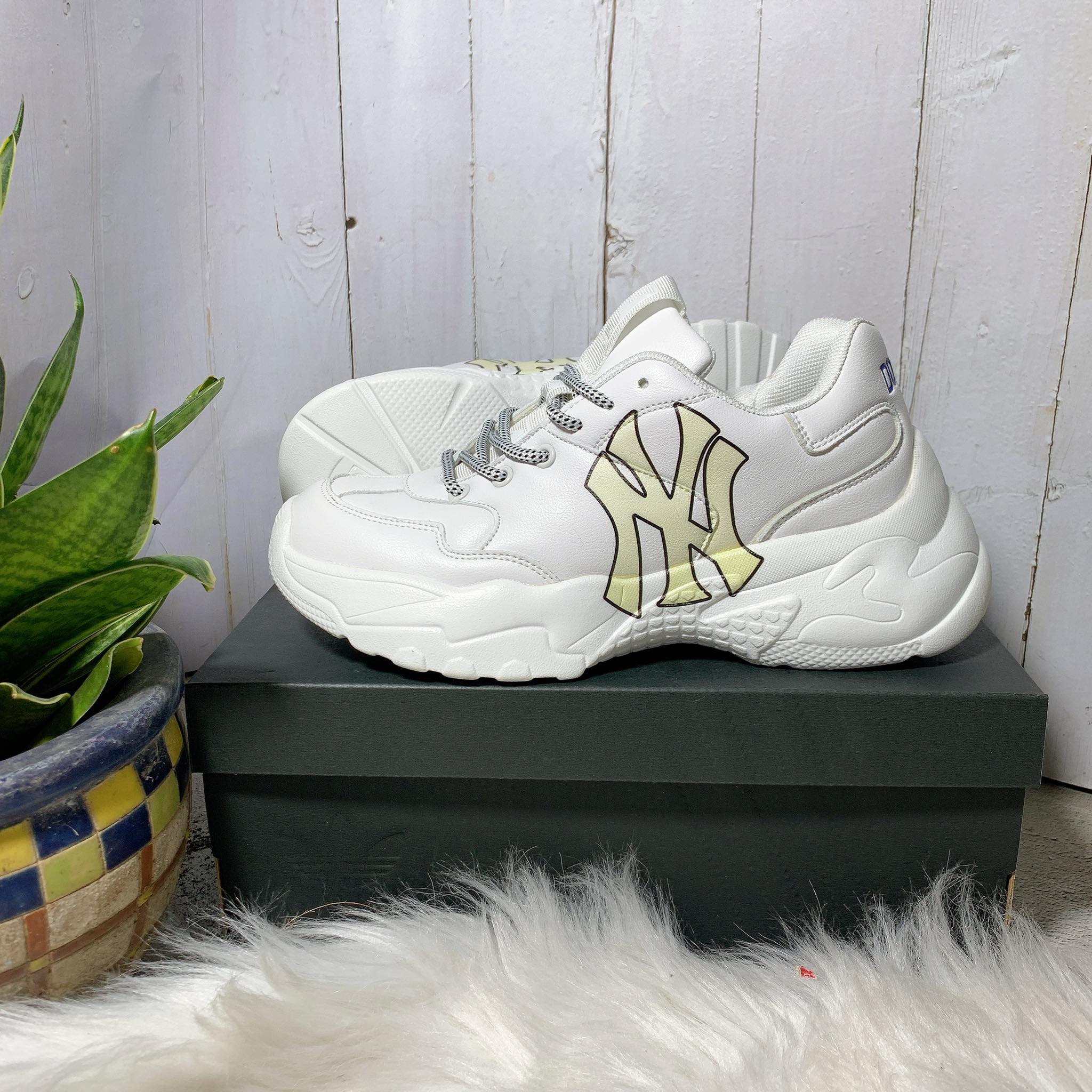 [HCM][ Ảnh Thật ] Giày Trắng Sneaker Nam Nữ MLB NY Chunky Nhẹ Êm Chất Cực Đẹp [ Tặng Box ]