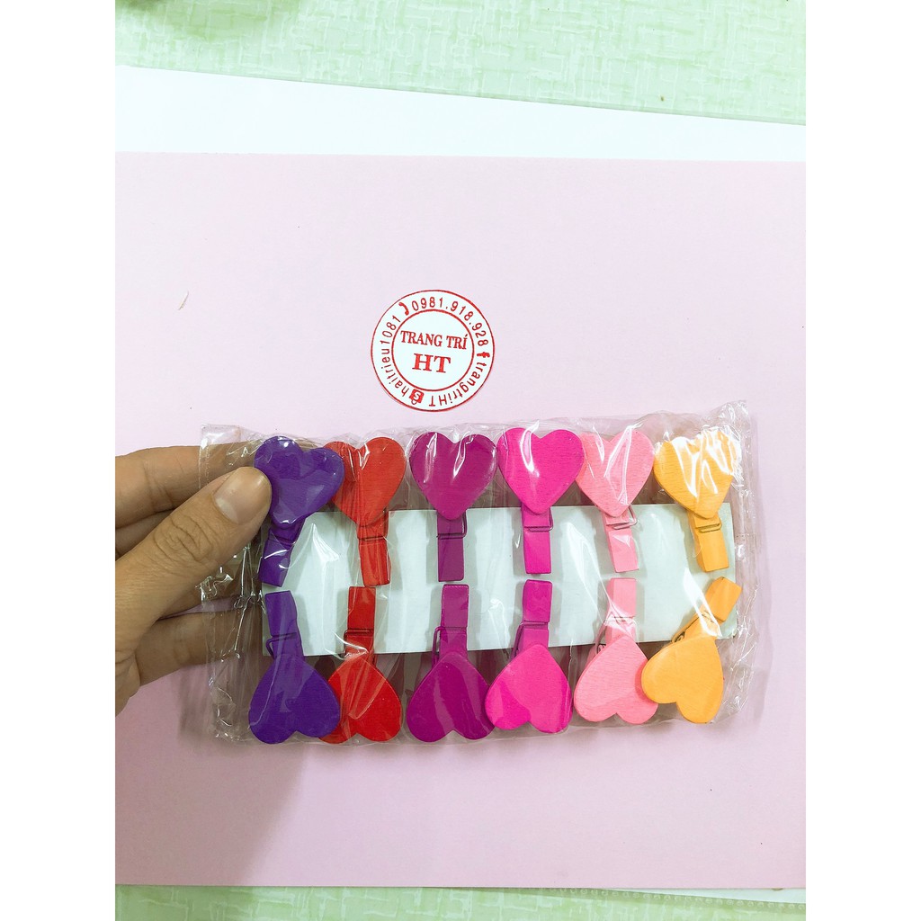 Kẹp giấy trái tim gỗ
