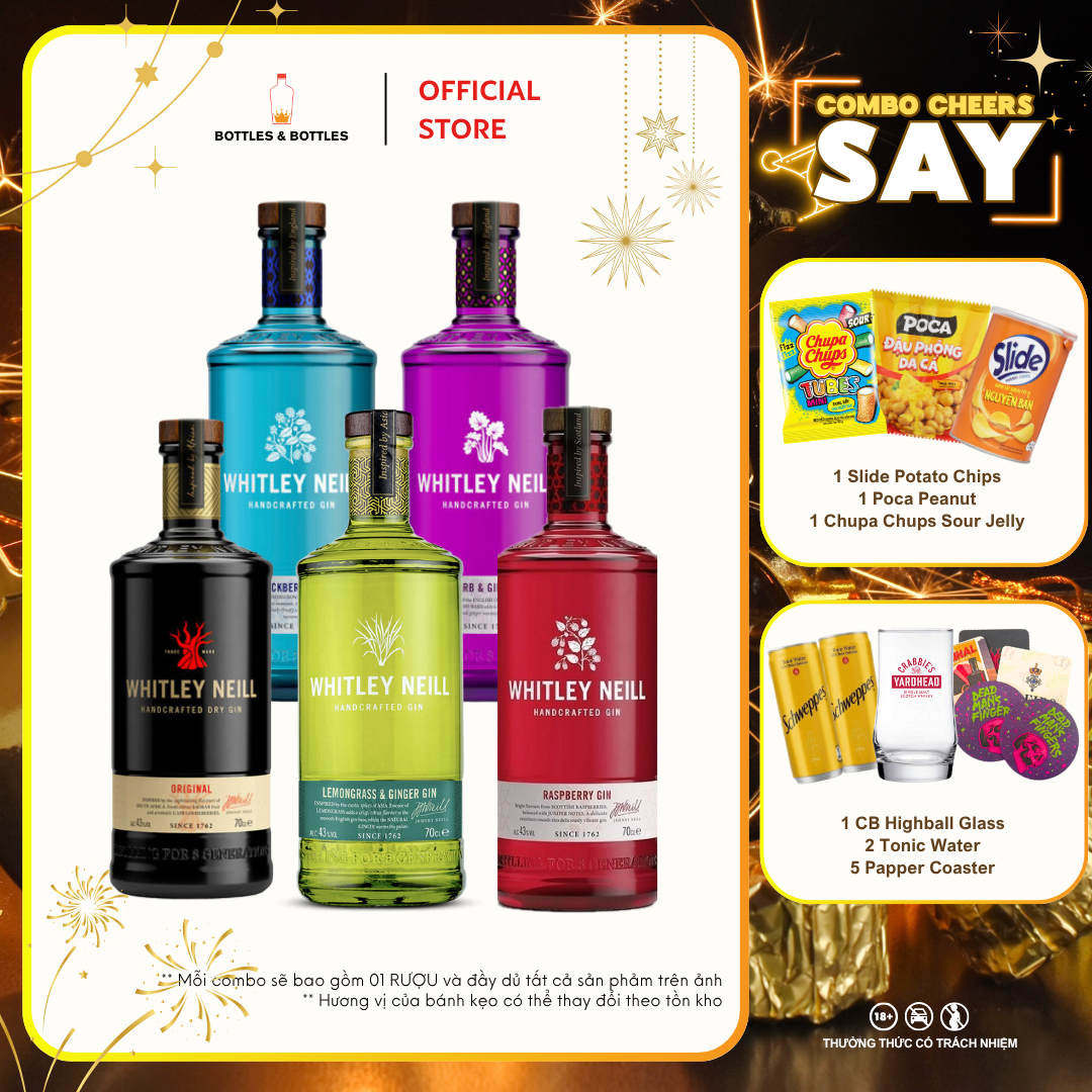 [CHÍNH HÃNG] COMBO SUMMER SAY - Rượu Gin Whitley Neill Gin - UK - 700ML - 40%