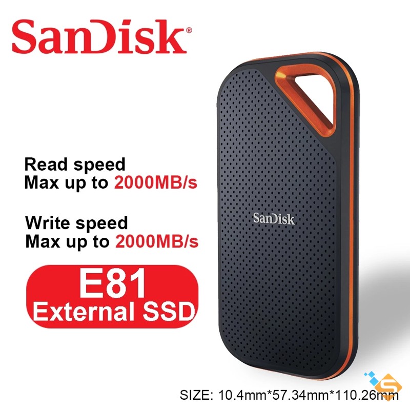  Ổ cứng di động SSD Portable 4TB 2TB 1TB Sandisk Extreme Pro E81 USB 3.2 Gen 2 x2 20Gb s - Bảo Hành Chính Hãng 5 Năm 