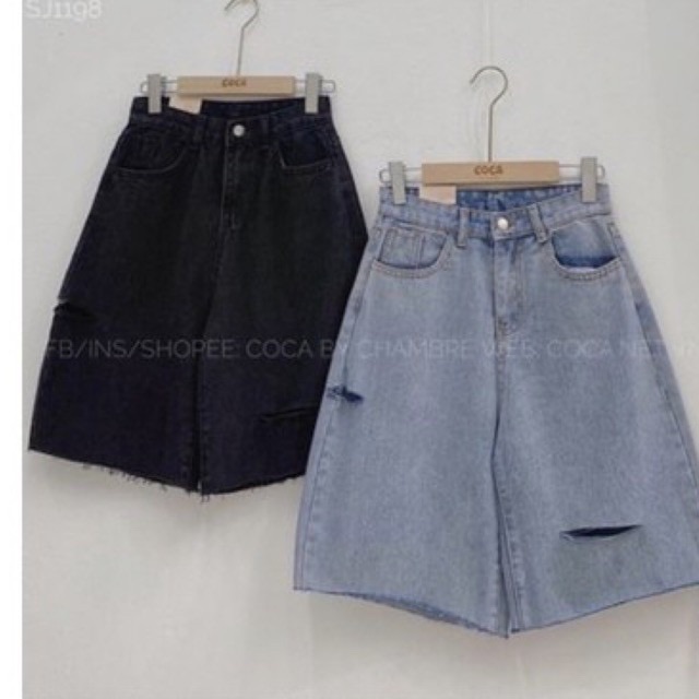 Quần short jeans ngố rách pt