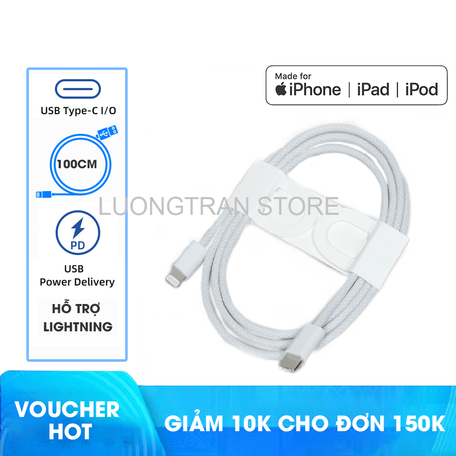 Cáp Type C to Lightning bọc dây dù 2021 , cáp sạc nhanh PD , chắc chắn bền bỉ. Phù hợp cho các thiết bị dùng cổng lightning