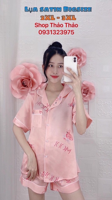 Bộ pijama lụa satin quần đùi big size 3xl🎀giảm 10k đơn 200k